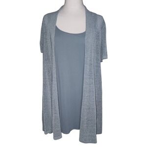 NWTS Eileen Fisher Cardigan Tank Set Shimmer Knit Scoop Neck S